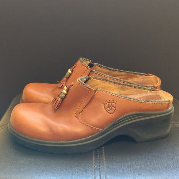 Ariat Mendocino Leather Beaded Tassel Leather Slip On  Western Comfort Clogs - Picture 5 of 8